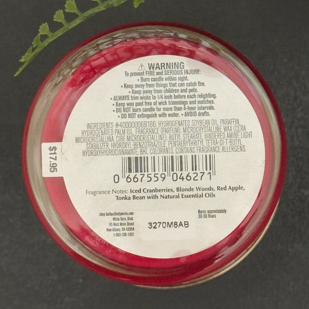 BBW Frosted Cranberry White Barn Bath & Body Works Single Wick Candle - Picture 10 of 10
